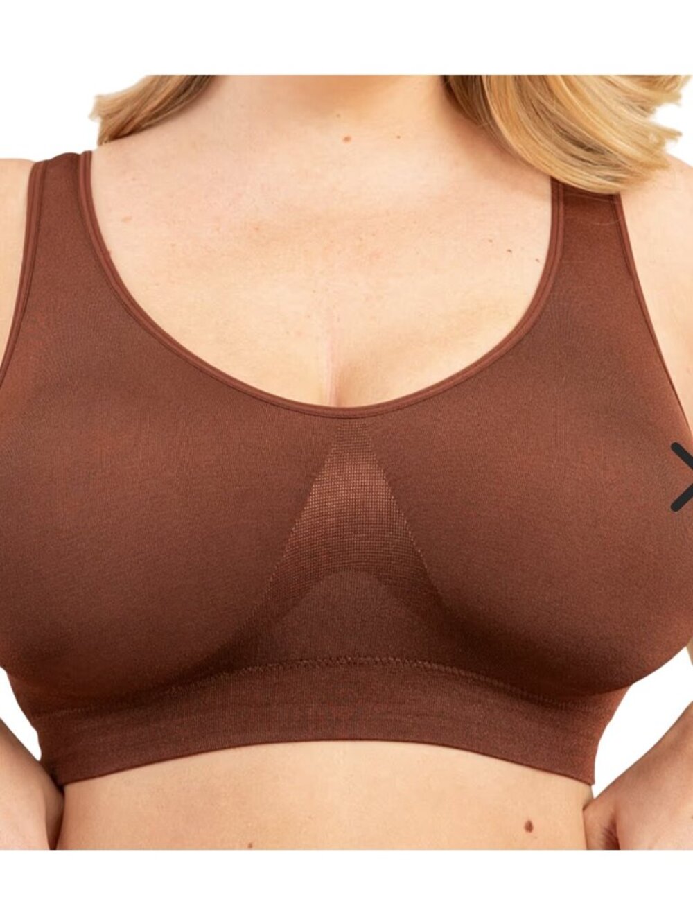 Truekind® Everyday Throw-on Wireless Bralette Chocolate Brown Sz LG 91401